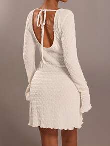 SHEIN Forever 21 休闲女装/夏装/海滩连衣裙/夏装/茶会连衣裙/海滩度假服装/曲线沙滩装/夏装/海滩度假服装/白色短裙 - 白色 - 查看 3