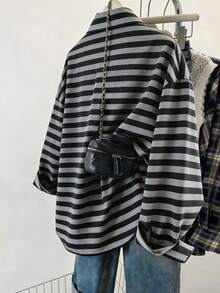 Resyla Camisa de mujer de manga larga, holgada y casual con rayas, para verano - Multicolor - Ver 2