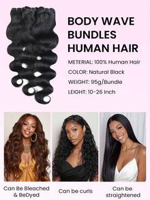 Body Wave Bundles Human Hair (18 20 22 Inch) Unprocessed Brazilian Virgin Weave 3 Bundles Human Hair Body Wave Full And Thick Remy Hair Extensions Natural Color For Women - Natural Black - View 8