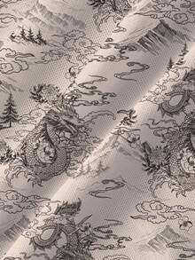 ROMWE Avant Music Festival Spring/Summer Dragon, Mountain, Water Painting, Ink Painting, Cloud, Calligraphy Sexy Sheer Mesh Long Sleeve Blouse For Women - Black - View 3