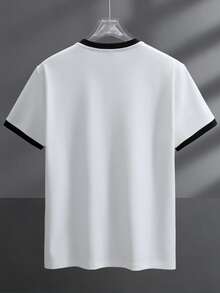 PAVTROS Áo thun nam cổ tròn tay ngắn in chữ, kiểu dáng thường ngày, đa năng. - trắng - Xem 2