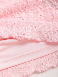 Sweetra Women's Soft Pink Lace Knit Mini Dress,Summer Cottage Core Picnic Sweet Bow Tie Strap Camisole Dress,Fitted A-Line Silhouette For Dates - Pink - View 4