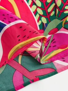 少女碎花吊带连衣裙，休闲度假时尚百搭沙滩裙 - 紅色 - 查看 2