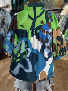 Linhara Plus Size Comfortable Casual Elegant Fashion Design Slimming Chic Vacation Shirt - Multicolor - View 2