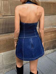 Forever 21 Vintage High Street Hottie Music Festival Shirt Denim Vest Top - Blue - View 2