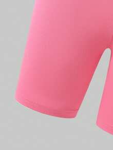SHEIN Set Pakaian Anak Perempuan Remaja 2 Potong: Kerah Bulat Blok Warna Gradien, Lucu, Sekolah, Kembali ke Sekolah - Hot Pink - View 7