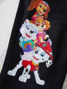 SHEIN | PAW Patrol Quần jeans ống loe in chữ cho bé gái - màu đen - Xem 7
