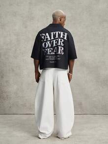 PAVTROS Camisa de manga corta de ajuste holgado con estampado de letras para hombre, verano - Negro - Ver 6