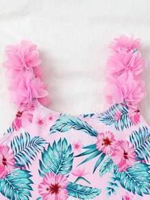 Emery Rose Kids Emery Rose Kids 女童条纹蝴蝶结花卉连体泳衣 - 彩色 - 查看 9
