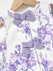 Emery Rose Kids Emery Rose Kids 少女碎花圆领上衣和裤子休闲日常穿搭 - 紫色 - 查看 3