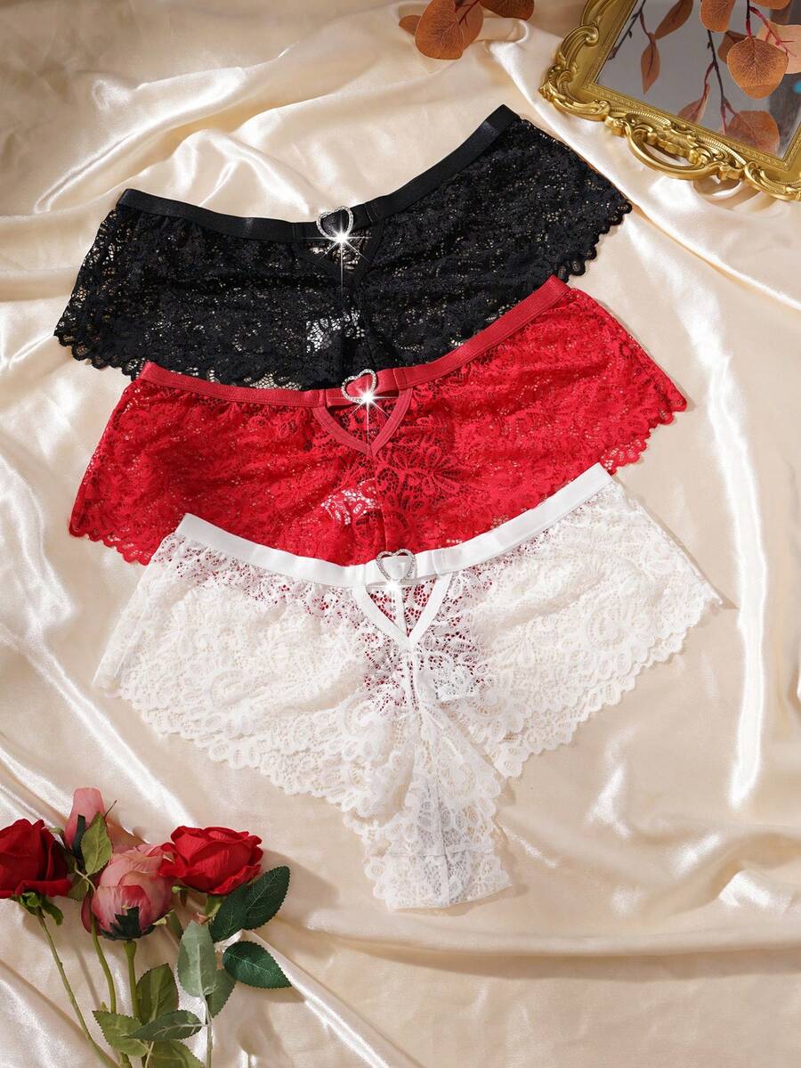 Seduluxe 3pcs Plus Size Lace Elegant Panty Set - Multicolor - View 1