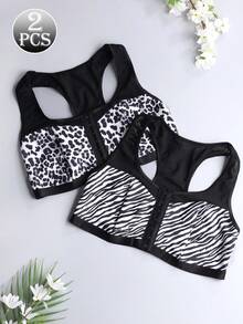 2pcs/Set Plus Size Women Wireless Bra Camisole - Multicolor - View 6