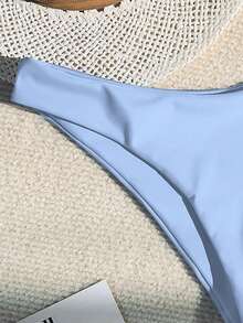 Swim Basics Women's Solid Color Sexy Bikini Bottom For Beach Holiday - Baby Blue - View 5