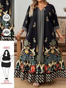 SHEIN CURVE+ 复古优雅女士连衣裙，提花甜心领休闲假日派对连衣裙，秋季女装，秋季穿搭，秋季连衣裙，冬季女装，冬季女装，圣诞节女装，圣诞节女装，圣诞节派对连衣裙，圣诞派对连衣裙，优雅派对连衣裙，优雅派对连衣裙 - 彩色 - 查看 8