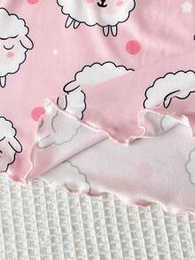 Genkimix Kids 2件套女童轻薄卡通绵羊印花连衣裙和短袖长睡袍睡衣套装，可爱时尚，夏季必备 - 淺粉色 - 查看 4
