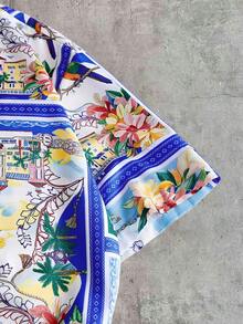 AXEPEAK 男士印花单排扣短袖休闲衬衫 - 彩色 - 查看 5