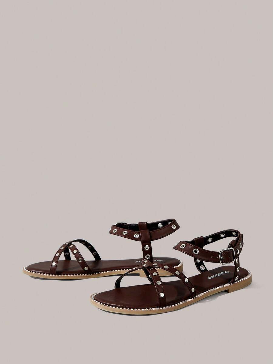 Styleloop Ladies, Buckles, Trim, Flat Sandals - dark brown - View 1