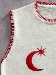 Manfinity EMRG Áo vest dệt kim không tay in họa tiết tối giản dành cho nam - trắng - Xem 2