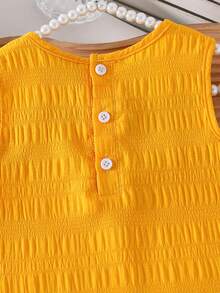 Young Girls' Fashionable Solid Color Cute Sleeveless Dress - Yellow - View 5