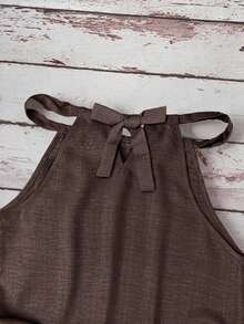 Sylviya Áo tank top cổ yếm màu xanh bơ dáng casual dành cho nữ, thích hợp cho kỳ nghỉ. - màu nâu - Xem 6