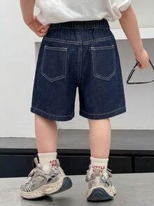 DAZY Toddler Boys' Washed Camouflage Print Denim Shorts Summer - Navy Blue - View 2