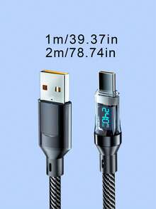 Teckwe 1PC 120W Super Fast Charging USB A To Type-C Cable With LED Digital Display, Dual Type-C Ports, Compatible With Phone 15/16, Hei,Honor Charging Cable - Multicolor - View 8
