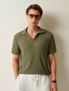 RONVEXI Men's Turn-Down Collar Short Sleeve T-Shirt Set - Multicolor - View 6