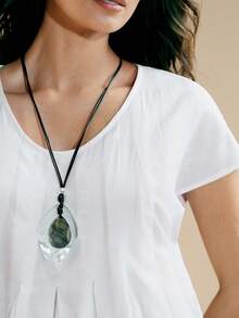 Women's Woven Cotton Blend Round Neck Raglan Sleeve Casual Top - White - View 3