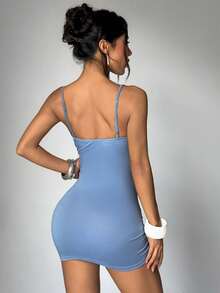 EgrlEra Đầm ôm sát gợi cảm đính hạt, xếp ly dành cho nữ. - màu đen - Xem 2