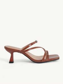 CUCCOO CHICEST Giày nữ mùa xuân. Giày cao gót mũi vuông, gót mỏng, kiểu dáng lãng mạn, thanh lịch, màu nâu da PU, có khóa cài, thích hợp cho nữ dự tiệc, cô dâu, bộ sưu tập mùa rượu vang cho ngày Valentine. Thanh lịch và đa năng. - màu nâu - Xem 3