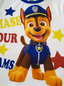 SHEIN | PAW Patrol 男童休闲圆领卡通字母印花短袖T恤，百搭日常穿着 - 白色 - 查看 7