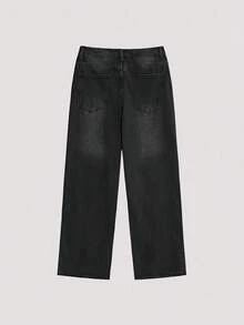 Open Phase Hearty Haven 1 st. Casual Relaxed Fit Raka Ben Tvättade Denimjeans För Herr (Inga tillbehör - Storleksguide ingår) - Svart - Visa 2