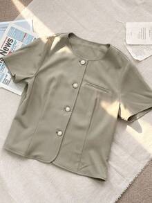 DAZY 新款优雅修身女士夏季夹克外套，复活节 - 綠色 - 查看 6