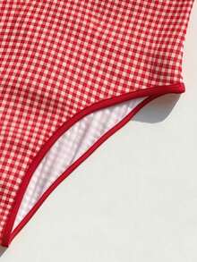 Traje de baño de una pieza con escote en V profundo y estampado aleatorio para mujer, primavera/verano - Multicolor - Ver 6