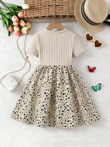 Emery Rose Kids Emery Rose Kids 小女孩可爱碎花拼接休闲短袖连衣裙 - 彩色 - 查看 6