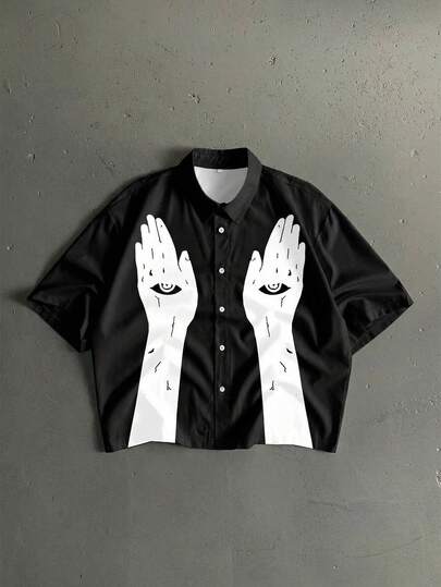 StoneGrade Men's Fashionable Allover Print Front Button Short Sleeve Casual Summer Shirt