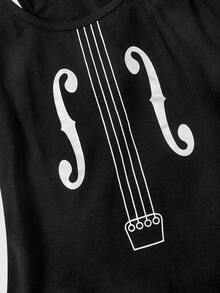 ROMWE Grunge Punk Áo tank top ôm sát kiểu racerback in hình đàn violin punk phong cách lễ hội mùa hè - màu đen - Xem 2