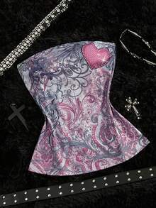 StreetHx Women's Fashionable Pastal Punk Print Rhinestone Embellished Dress Golf Summer Sexy - Multicolor - View 3