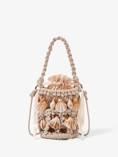 MUSERA Ladies, Women Top Handle Bags, Crossbody Bags, Crochet Bag, Marine Element Decoration, Fashionable, Elegant, Simple, Personalized, Versatile, For Beach, Vacation, Holiday, Summer, Seaside, Beach Party