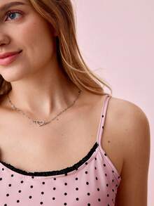 Bộ PJ/Bộ Pajama In Chấm Bi Xà Lách Viền Nơ Phía Trước - Bụi hồng - Xem 8