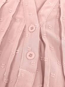 EMERY ROSE Plus Size Versatile Ruffle Sleeve Textured Fabric Shirt - Pink - View 4