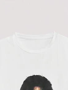 Áo thun nam in họa tiết phong cách hip hop mới, retro Mỹ, unisex, dáng rộng thoải mái, phù hợp cho trang phục mùa hè – Thích hợp mặc hàng ngày và đi nghỉ hè. - trắng - Xem 4