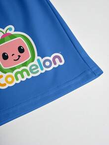 CoComelon X SHEIN 卡通印花短袖T恤和短裤套装，适合小男孩 - 白色 - 查看 5