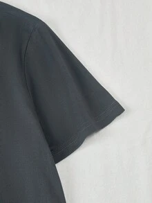 Mirajuku 男童夏季太阳脸印花短袖T恤和条纹短裤两件套，适合日常穿着、幼儿园、户外活动和休闲运动。 - 灰色 - 查看 7