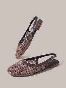 Styleloop Giày nữ đế bằng, mũi tròn, kiểu dáng đi nghỉ mát, chất liệu rơm, đế bằng, gót cao, phong cách nghỉ dưỡng, phong cách BOHO, phong cách retro Mỹ, phong cách Bohemian, phong cách miền Tây, phong cách lễ hội âm nhạc, phong cách dự tiệc. - Cà phê nâu - Xem 6