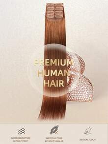 4PCS With 8 Clips Straight Clip In Hair Extensions 100% Real Human Hair Color 33# Auburn Brown 12-18 Inch Double Weft Invisible Clip Hair Extensions Remy Natural Human Hair For Women Girls Daily Full HeadUse Winter Christmas Halloween Costumes Autumn Outfits Women Fall Outfits - S33 - View 11