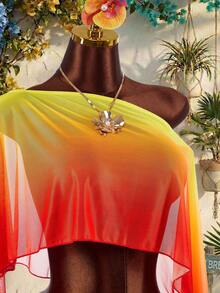 Amplova Khăn choàng lông giả màu hồng dành cho nữ, đa năng, thích hợp để che chắn khi mặc đồ bơi, mặc hàng ngày, đi biển, dự lễ hội âm nhạc, gợi cảm & - trái cam - Xem 5