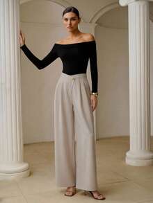 ZEYLAH 褶皱斜口袋裤 - 米色 - 查看 5