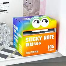 105 Transparent Pearlescent Sticky Notes - Gradient Color Cartoon Eyes Design, Smooth Writing Surface And Strong Adhesive, Suitable For Home Office School Organization, Decorative Stationery Supplies, Notepads, Study Aids, Interesting Patterns, High-Quality Paper, Workspace Organization, Premium Stationery, For Creative Professionals - Pearlescent - View 2
