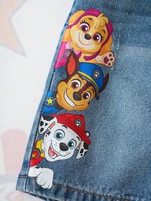 SHEIN | PAW Patrol 1pc Boy Casual Cartoon & Letter Print Denim Shorts, Comfortable Elastic Waist Versatile Jeans Shorts - Blue - View 6